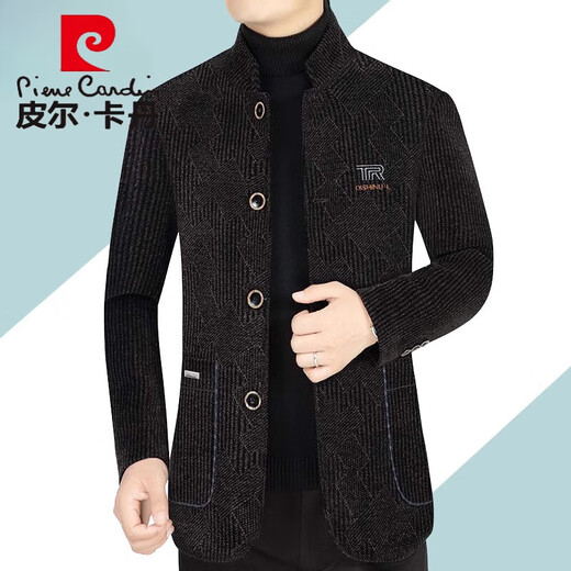 Pierre Cardin Frühling und Herbst neue Männer lässig im mittleren Alterskragen Herrenjacke Wolljacke Vaters Top-Strick 225 Khaki 170/m (90-110jin [Jin gleich 0,5 kg])