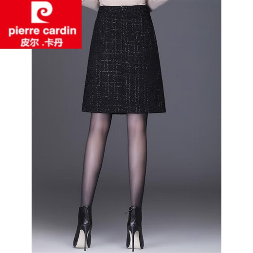 Pierre Cardin bright silk wool skirt short skirt for women autumn and winter new A-line high waist slim hip skirt petite winter skirt women diamond-shaped small plaid XL 2 feet 229 size