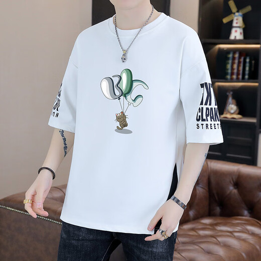 Mr. Jones Teen Camiseta de manga corta Summer's Summer's Flowing Top 2025 Top 2025 Nuevo estilo Junior y Senior High School mangas T9717 White 2XL