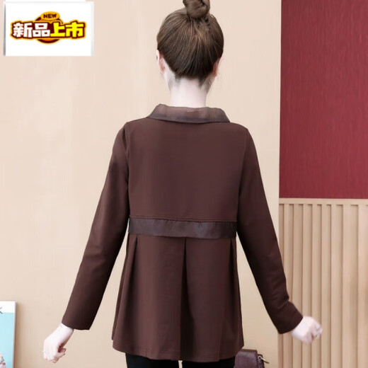 
First-diameter long-sleeved T-shirt Spring and Autumn Korean style loose age-reducing casual large-size women's belly-covering and slimming fashionable base shirt top Coffee color [Spring and Autumn style 9767] 5XL [160-175Jin [Jin equals 0.5 kg]]