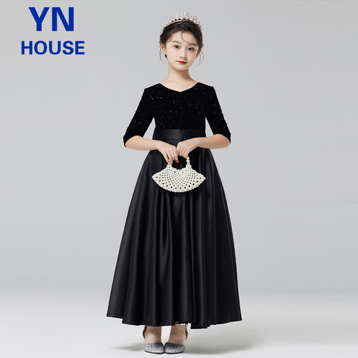 Vestido de princesa de yinuofang girl princesa 1 de junio anfitrión vestido negro falda niña de flores giras de altura
