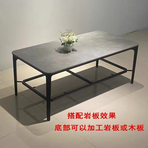 XMSJ实心铝合金桌脚简约现代餐台脚岩板茶几脚大理石双层茶几支架黑色 黑色茶几架1295X695X450 可装(R