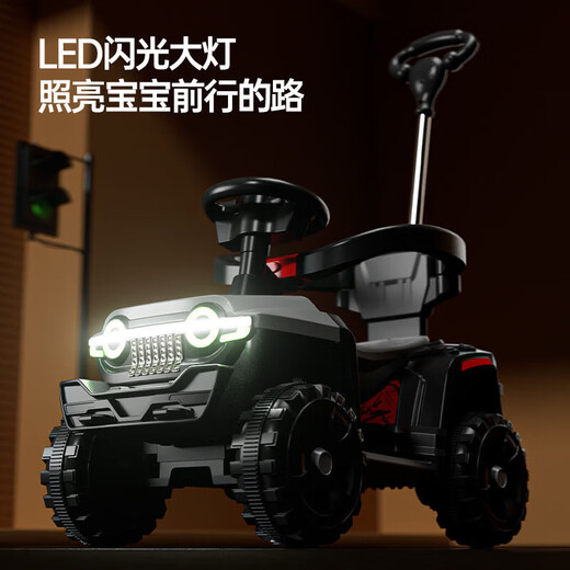 Tong liyou Children's Elektroauto Baby Babybaby Vierräder 1-3 Jahre alte Kinder Fernbedienung Spielzeug Offroad-Auto können Kinderwagen dunkelgrüne elektrische Modell + Fernbedienung + Push Griff + Sonnenschutz nehmen