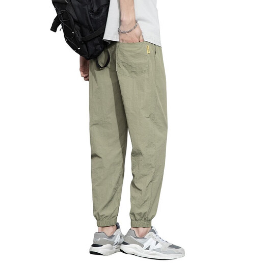 真维斯（JEANSWEST）冰丝裤男2024夏季新款男士休闲裤宽松九分束脚潮流运动薄款裤子男 880灰色 XL