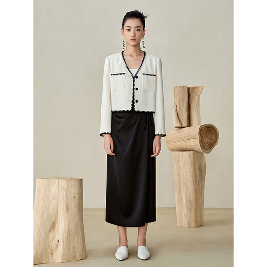 
THE SEA LIFE skirt for women Ou Hai Yisheng skirt spring slit temperament small fragrance style skirt XC15265 Black Mage M