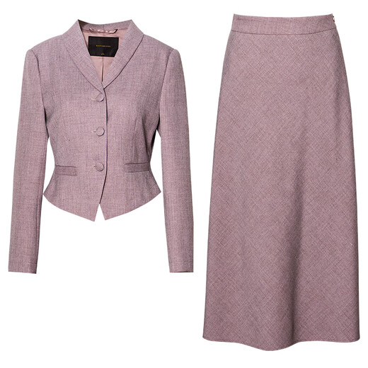 Roeyshouse Loi Elegant Color Color Slim Sild Wover's Winat's Winter's Nouvelle veste de banlieue Jupe en deux pièces 11149 Purple Pink M