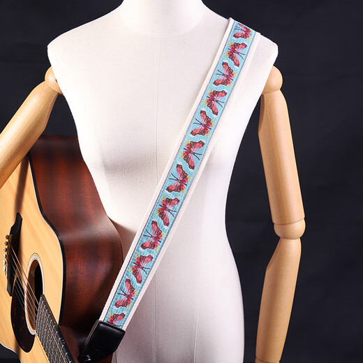 Shanbeis Persönlichkeits-Schmetterlings-Gitarrengurt, literarische Windelektrik-Gitarrengurt, Ukulele-Gurt, benutzerdefinierte Gitarrengurt, Ukulele-Modell (3,8 cm breit)