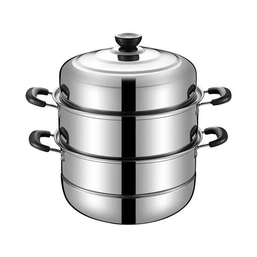 Yingtang stainless steel three-layer steamer double multi-layer household steamer plus height large capacity soup pot thickened steamer large pot three-layer stainless steel steamer 28cm