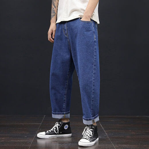 Los jeans masculinos de gran tamaño usados por el hombre gordo Ruibanglai Fatty Men's Jeans para los jeans extra grandes de otoño para hombres con corbatas grises y sueltas de 9902 corbatas 28 adecuadas para 90-100 Jin [Jin equivale a 0.5 kg]