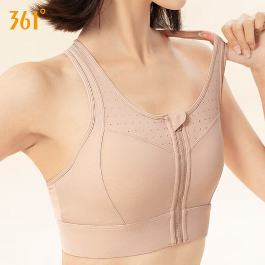 361 Sports Bra Shockproof High Intensity Running Sports Fitness Yoga Bra Fitness Anti-Sagging Vest Women's One-Cup Spring Peach Color 320 (One-Cup) XL