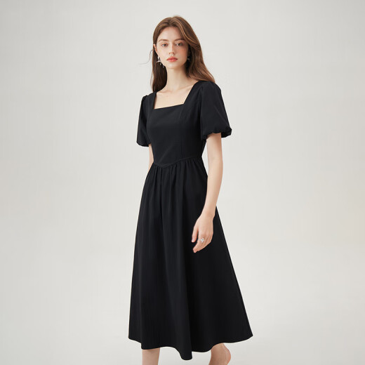 Fans Lanenkäse Raspberry Französisch Square Neck Temperament Kurzarm Kleid Damen 2024 Sommer Neuer Stil Taille Slim Kleid Frauen weiß S