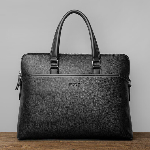 COW briefcase top layer cowhide large capacity handbag for men horizontal backpack C-8626 black 14-inch
