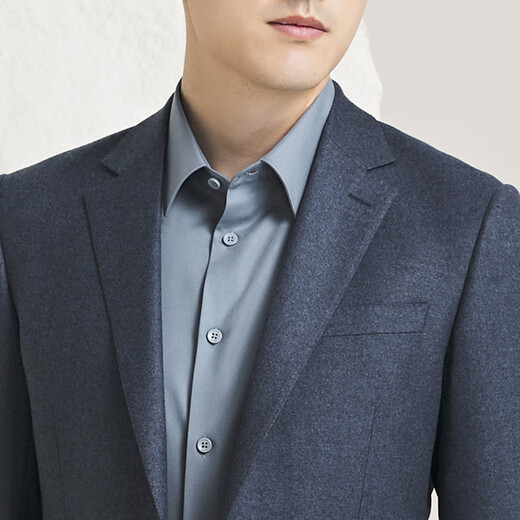 YOUNGOR men's suit with two buttons, side slits, slim fit, new business suit, suit top, wool stretch fabric, same style as the store, gray blue L 175/96A