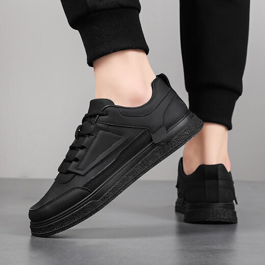 Changxiang Huili men's shoes new leather sports and casual shoes Korean version versatile thick sole spring and summer low-top youth black shoes men YJ-1105 black 39