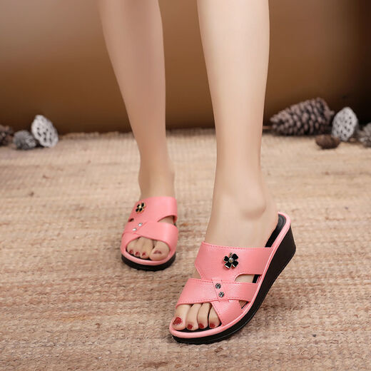 Yunyouli (Yunyouli) Sandalen mittleren Alters für Frauen, die neue Modefischmund-Mund-Hang-Fersen-Sommer-Mutterschuhe tragen, nicht rutschdicke Pantoffeln für Frauen für Frauen im Off-White High Heels (937) 39 (geeignet für Größe 38 Fuß)