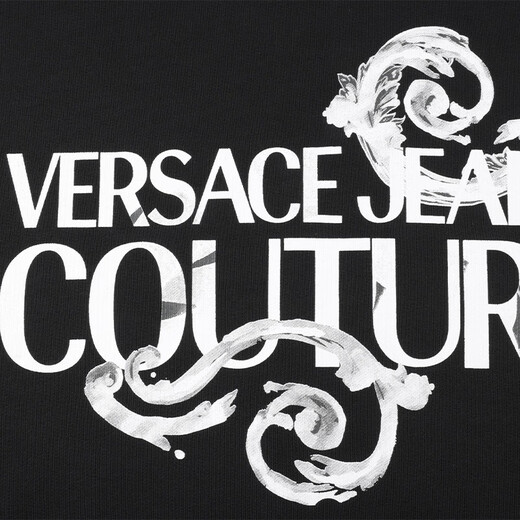 VERSACE JEANS COUTURE奢侈品男装男士圆领字母印花卫衣长袖T恤12127礼物 黑色 M