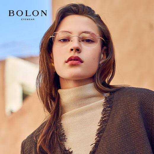 Tyrannosaurus (Bolon) Myopia Brille Titanrahmen optische Rahmen für Frauen, elegante und exquisite, Jungen Sven-Rahmen BT1590 Cat-Eye Roségold BT1592B30 Einzelrahmen (kein Objektiv erforderlich, um den Kundendienst Rabatt zu kontaktieren)