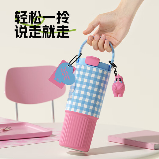 世大家保温杯女士大容量吸管杯双饮咖啡杯316L不锈钢高颜值学生便携水杯