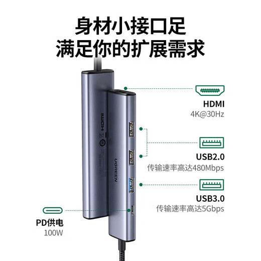 绿联Type-C扩展坞USB-C转换器雷电4拓展坞雷电3分线器HDMI网线转接头 10合1HDMI+VGA+网卡+音频15601