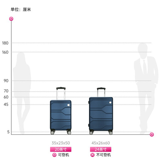 Diplomat外交官行李箱磨砂款旅行结婚箱可登机万向轮密码拉杆箱TC-690系列 深蓝色 24英寸 -适用中短途【需托运】