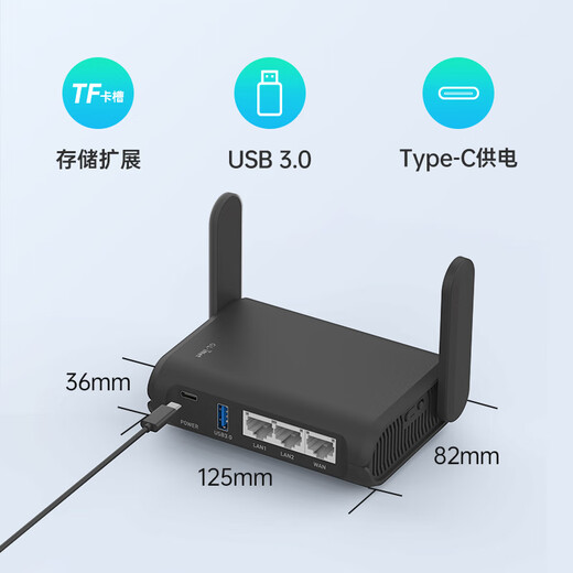 GL INET GL-AXT1800 Gigabit router wifi6 portable mini smart home port dual-band wireless with USB small NAS network storage supports Qiyou Online Treasure GL-AXT1800 (adapter not included)