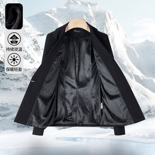 Chenfu thickened velvet blazer women's business professional formal suit commuting administrative workwear sales temperament work clothes single velvet black jacket XL recommended 110-120Jin Jin equals 0.5 kg