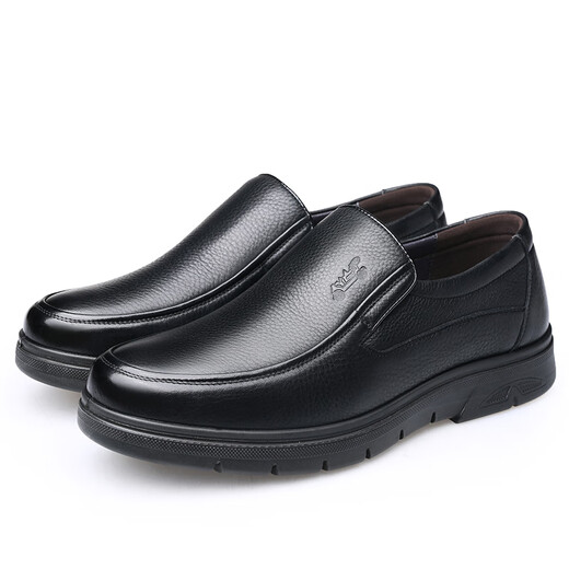 
Classic Car (WECKER) autumn and winter cowhide men's shoes for middle-aged and elderly daddy leather shoes for men soft leather round toe cover feet non-slip casual leather shoes for men plus velvet LYC9901M black [add fleece to keep warm] 38