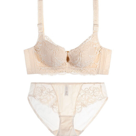 Eve Show Bra Set Lace Push-Up Adjustable High Side Ratio Tightening Secondary Breasts Breathable Magic Standing Underwear 3680 Set Skin Color 80B with XL