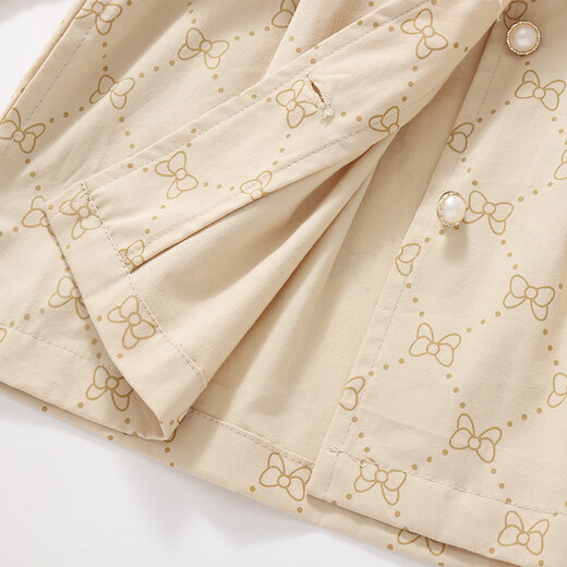 Children's School Students (TONGXIAOSHENG) Girls' Trench Coats Spring and Autumn Baby Children's Autumn Mid-Length Baby Fashionable Cardigan Children's British Trench Coats Khaki 100
