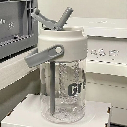 宜乐舒ppsu水杯成人泡茶杯女生高颜值大容量便携式运动杯夏季新款带茶隔 春色绿689ML【配茶隔提手】 1L 杯子+3D贴+杯刷+吸管刷