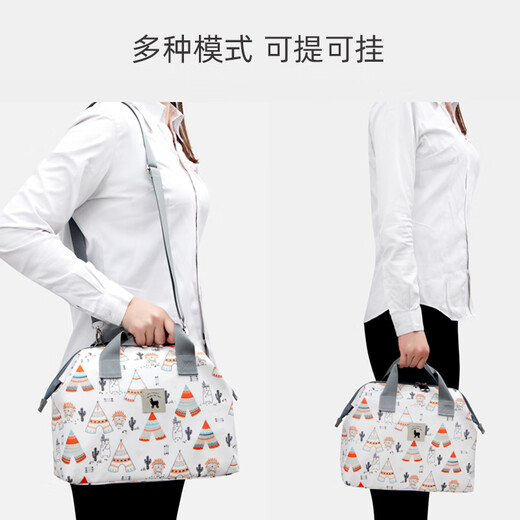 创京懿选吸奶器收纳包婴儿尿不湿吸奶器收纳袋外出便携尿布尿片包防水 印第安小熊L配肩带