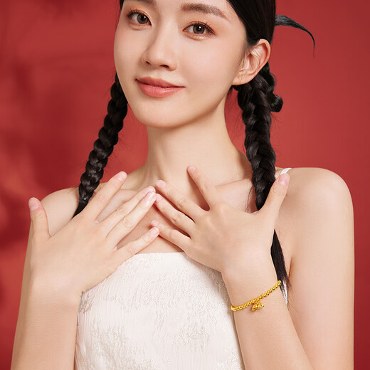 Saturday Blessing Gold Bracelet Women's Good Luck Lotus Lotus Powder Bracelet Birthday Gift Price A1912494 Approximately 2.32g16cm