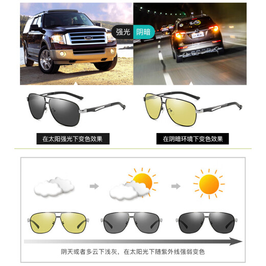 BRCZRO black technology day and night color-changing sunglasses for men, women's toad glasses, casual polarized night vision, anti-high beam driving,