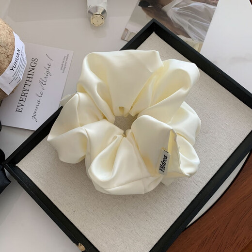 Abak einfacher, extra großer Satin-Haargummi aus Schweinedarm, hochwertiger, langlebiger Fettdarmring, koreanischer Stil, Super-Fee-Haarschmuck, Haarseil 3892-3-Khaki, extra großer Satin-Haargummi