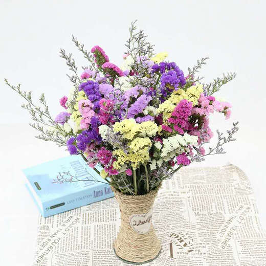 AIMAN Yunnan Flowers Dried Flower Bouquet Forget-Me-Not Lover Grass Combination Starry Living Room Real Flowers Flower Arrangement Home Furnishings Pink Red White + Grass About 30 pcs