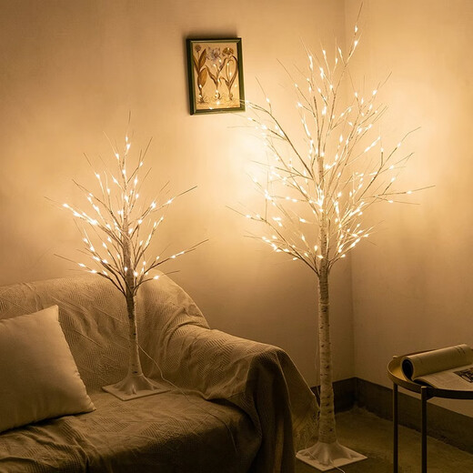 Rongyu LED light-emitting tree firefly lamp room forest decoration Nordic style romantic arrangement white birch tree lamp floor-standing 1.8 meters 1.5 meters white birch tree lamp (96 USB always on Nordic style decorative tree