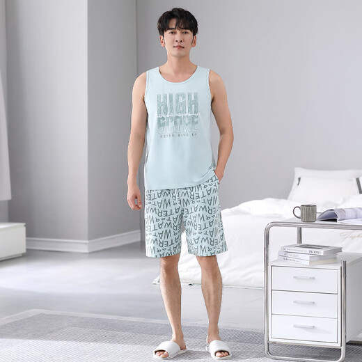 
Modal pajamas men's summer new style modal sleeveless vest casual simple large size dad's home clothes can be worn outside suit 1049 white XL 140-160Jin [Jin equals 0.5 kg]