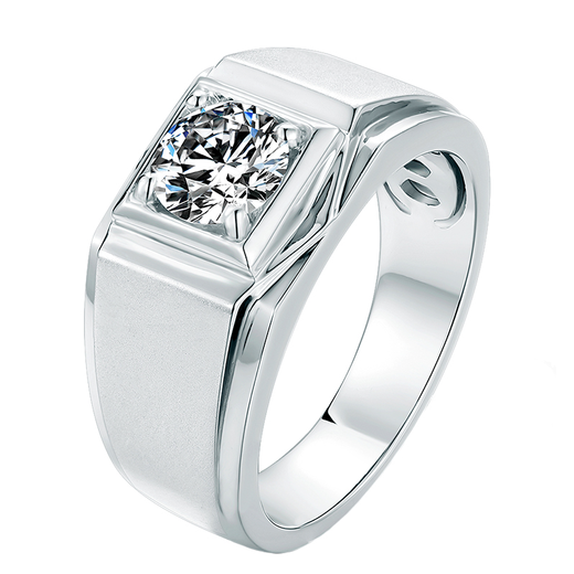 Star Platinum PT950 Platinum Men's Diamond Ring Moissanite Men's Ring Domineering D Color Knot Wedding Platinum Business Chinese Valentine's Day Sandblasted Smooth Arm Style - 18K Gold 1 Carat D Color Moissanite Diamond Ring No. 15-22 Circle Men's Ring (Please note the circle number for consultation)