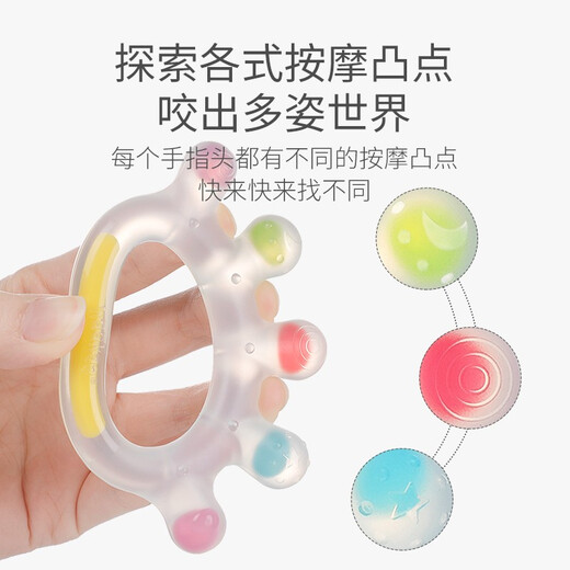 Haakaa Baby Soothing Teether Baby Toy Silicone Gum Chew Massage Teether Oral Soothing Stick Can Be Boiled Colorful Big Palm 1 Pack