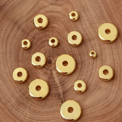 Jewelry craftsman's ancient 18K old gold craftsmanship gold color cultural toy glossy separator wheel abacus sand gold clasp diy with bead pad size about 8mm 10 pieces