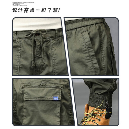 Pantalon de travail en jeep pour hommes au printemps et en automne nouveau pantalon décontracté pour hommes lâche usure tendance d'âge moyen et pantalon de pieds des jeunes 679 Black # Style régulier 32 (recommandé 130-145 Jin [Jin est égal à 0,5 kg]))