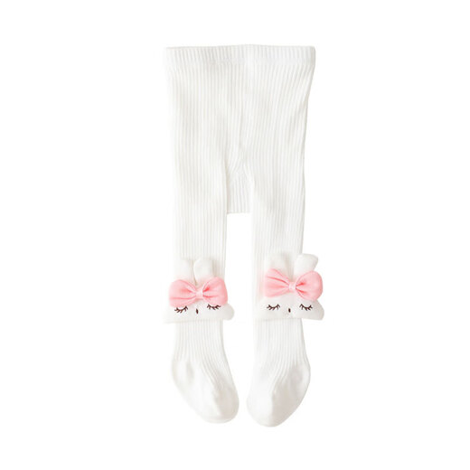 Feathery Duck Girls' Bottoming Socks Spring and Autumn Children's Pantyhose Baby Cartoon Rabbit Body Socks Toddler Big PP Socks Pink 0-1 Years Old S Code