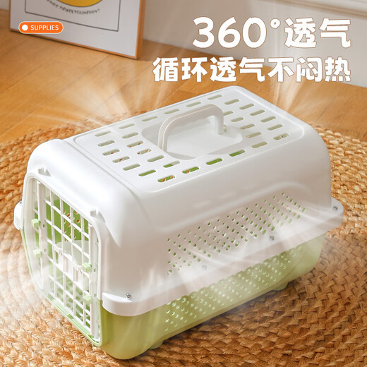 跨境航空箱猫咪狗狗车载笼便携外出狗笼太空箱托运箱宠物箱批发 高级灰(底板+挂碗) 宠物航空箱