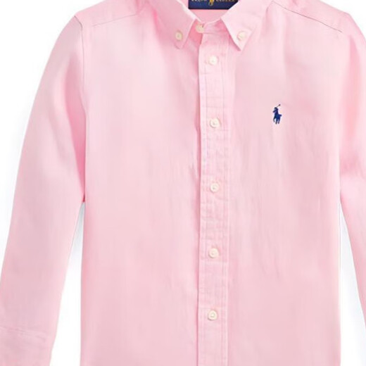 RALPH LAUREN Ralph Lauren children's clothing SS22 Logo embroidered solid linen long-sleeved shirt boys pink pink S