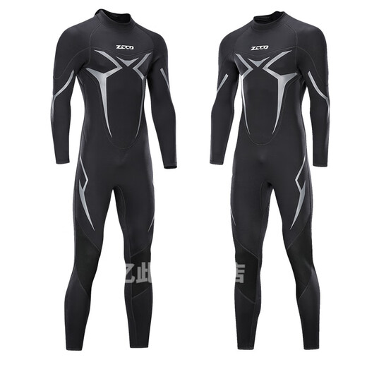 Null Wetsuit one-piece men's 3mm warm, super elastic and wear-resistant wetsuit, cold wetsuit, winter swimsuit, XLX, black, XS