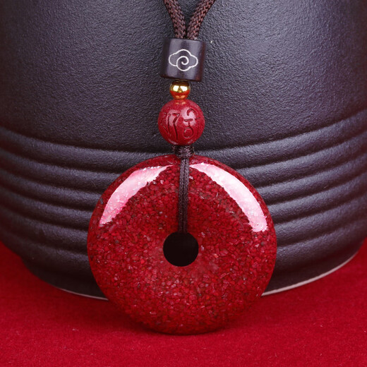 Shi Yue Jewelry Translucent Crystal Cinnabar Peace Buckle Pendant Zodiac Year of the Snake Amulet Necklace Pendant Men and Women Gifts