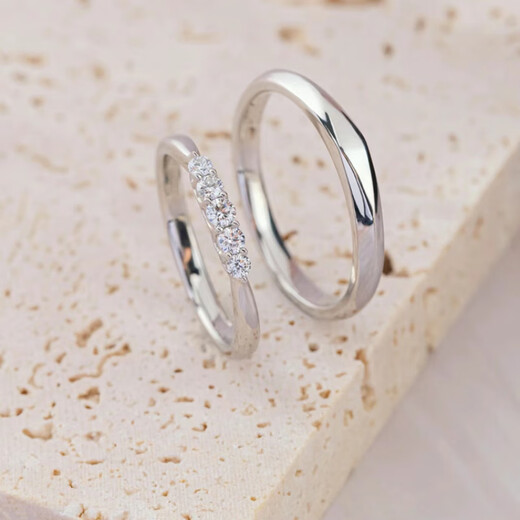 MZMZ Platinum Ring Evening Star PT950 Real Diamond Platinum Couple Ring Proposal Wedding Birthday Anniversary Gift Light Luxury Evening Star Couple Ring