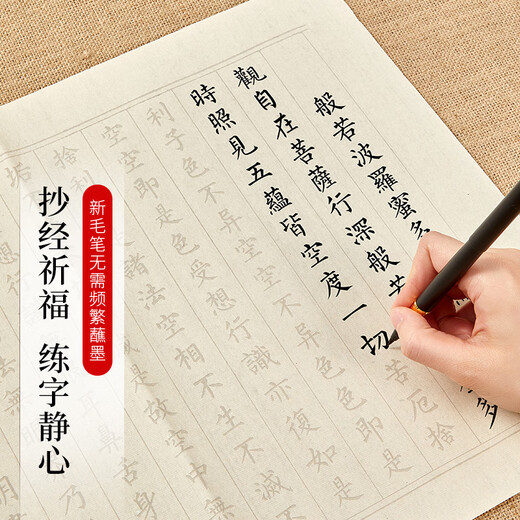 Liupin Academy Heart Sutra copybook small regular script pen-style calligraphy calligraphy introduction soft-pen manuscript special practice paper Buddhist sutra set tracing red rice paper half-cooked