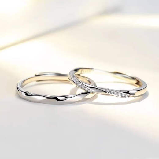 Zhou family's same style Dafu Zhou sterling silver ring s999 pure silver A male and female couple's ring can be engraved as a birthday gift for girlfriend, a pair of short-lived couple's certificate + gift box +