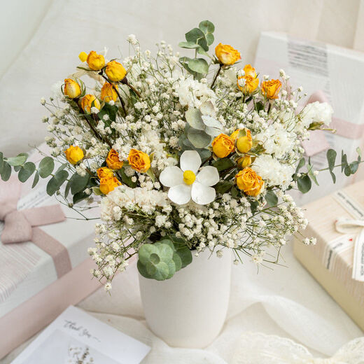 AIMAN Starry Little Roses Forget-Me-Not Dried Flower Bouquet Ins Style Home Furnishings Room Living Room Decoration Furnishings Lover Romantic Little Roses Full of Stars